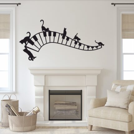 Sticker perete Pisici si Pian