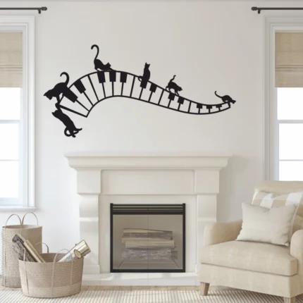 Sticker perete Pisici si Pian