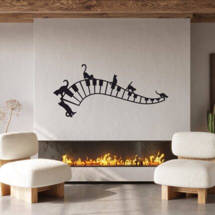 Sticker perete Pisici si Pian