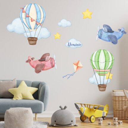 Sticker personalizat cu nume Avioane