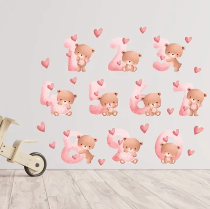 Sticker perete copii Cifre si Ursuleti 2