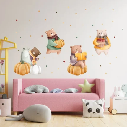 Sticker perete copii Ursuleti si Dovleci