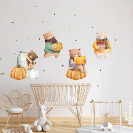 Sticker perete copii Ursuleti si Dovleci