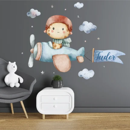 Sticker copii personalizat Avion