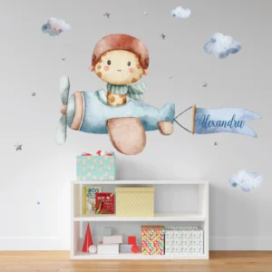 Sticker copii personalizat Avion