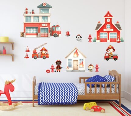 Sticker perete copii Pompieri