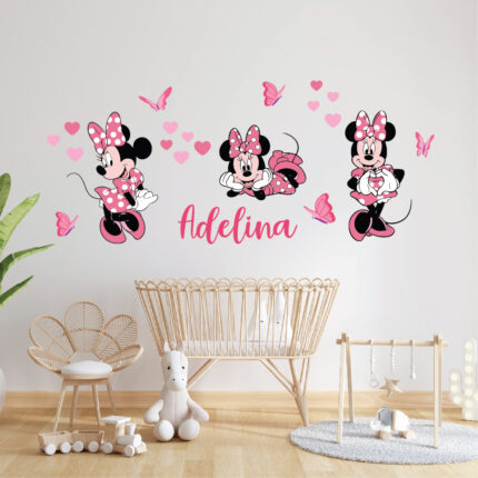 Sticker perete copii personalizat Minnie Mouse