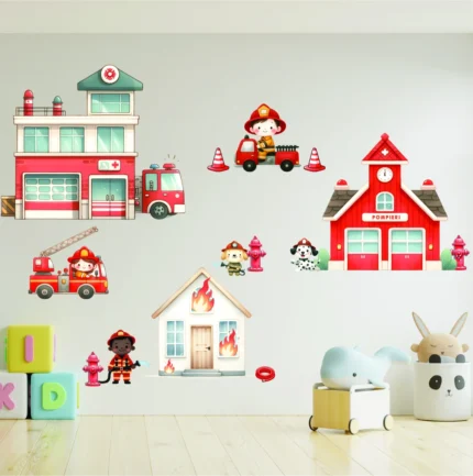 Sticker perete copii Pompieri
