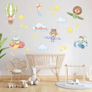 Sticker copii personalizat cu nume Animale