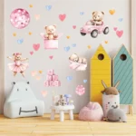 Autocolante perete ursulet roz