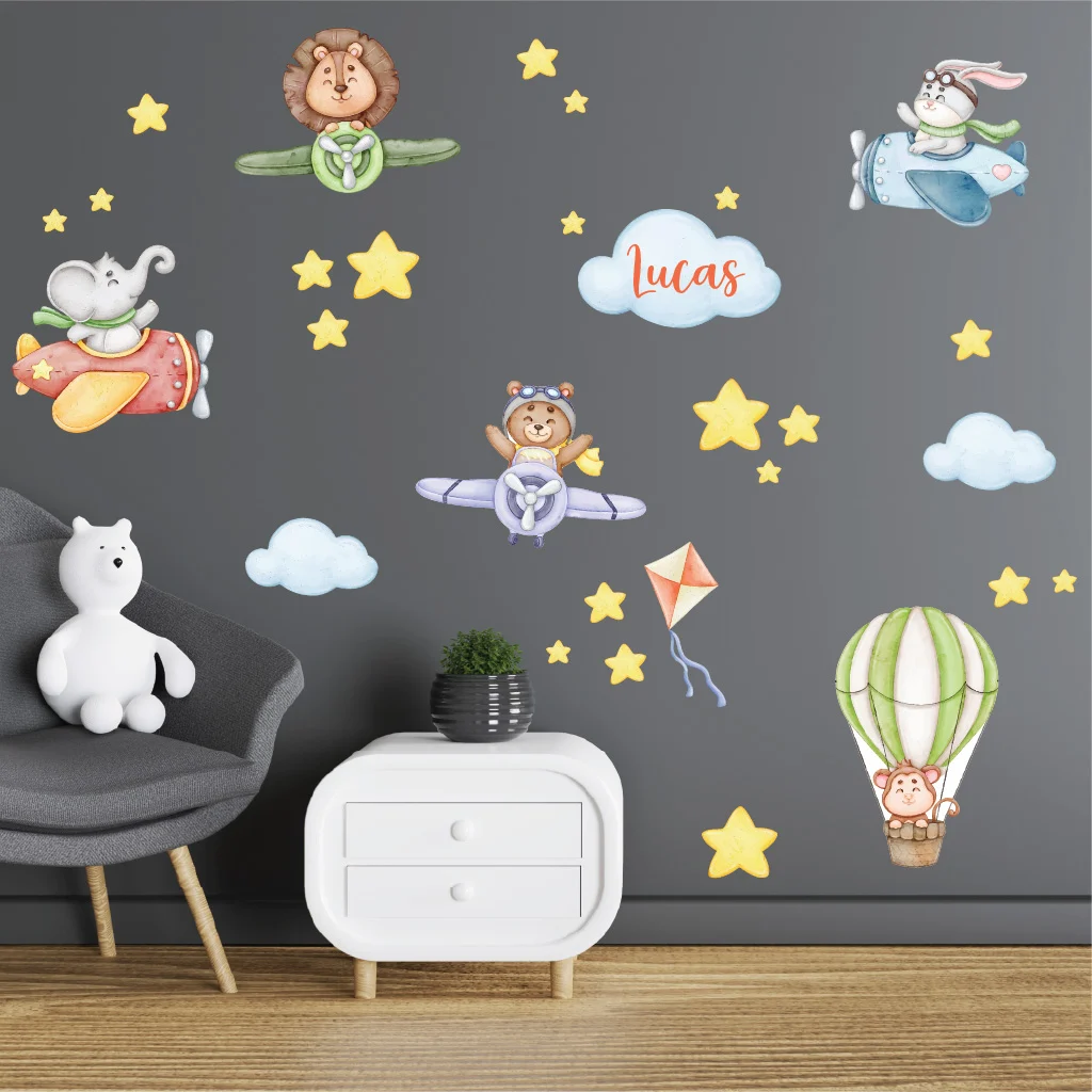 Sticker copii personalizat cu nume Animale Sticker copii personalizat cu nume Animale