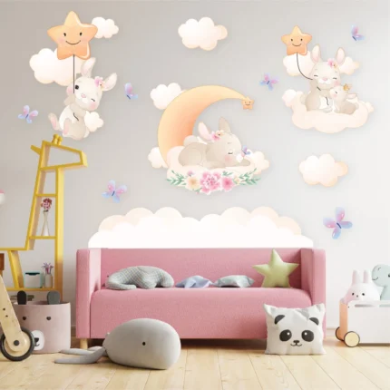 Stickere perete copii cu Iepuras si Luna