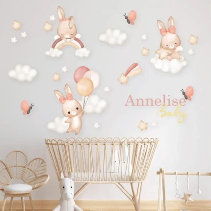 Sticker perete copii personalizat Iepuras
