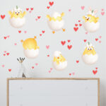 Sticker perete copii cu puisori in ou