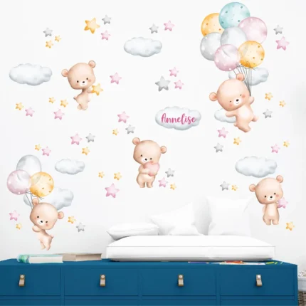 Autocolant personalizat perete copii Ursulet