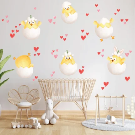 Sticker perete copii cu puisori in ou