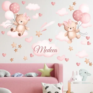 Autocolant perete copii Ursulet si Baloane