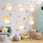 Sticker perete copii cu puisori in ou