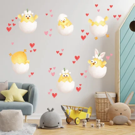 Sticker perete copii cu puisori in ou